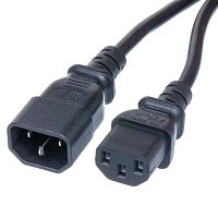 Кабель (шнур) питания 220В IEC320, C13 - C14, ИБП-системный блок, черный, 10А (3x0.75мм²), 1.8 метра