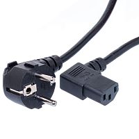Кабель (шнур) питания  220В IEC320, CEE7/7 - C13, угловой, черный, 10А (3x0.75мм²), 1.8 метра