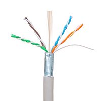 Кабель Витая пара, 4 пары, медный, 6 категория, экранированный, серый, PCnet, бухта 305м PCnet