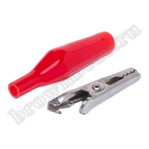 Зажим изолированный 43мм тип 'aligator', красный фото 5