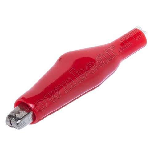Зажим изолированный 43мм тип 'aligator', красный