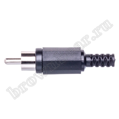 Разъем RCA-тюльпан, вилка на кабель, черный RPC-1-B фото 2