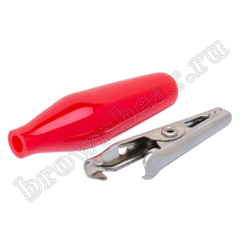 Зажим изолированный 37мм тип 'aligator', красный фото 5