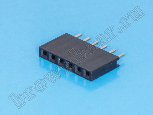 Разъем 1х6 гнездо на плату, шаг 2.54 мм фото 2