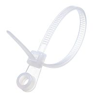 Стяжка (хомут) нейлоновая 100 x 2.5 мм с крепежным отверстием, белая, упаковка 100 шт. TCV-100