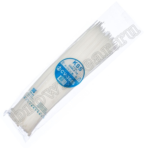 Стяжка (хомут) нейлоновая 368 х 3.6 мм, белая, упаковка 100 шт. CV-368S фото 5