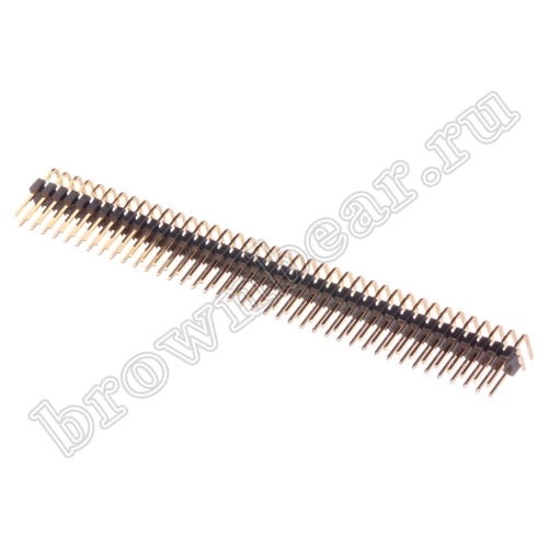 Разъем штыревой двухрядный на плату, 2х40, шаг 2.54мм,  угловой фото 2