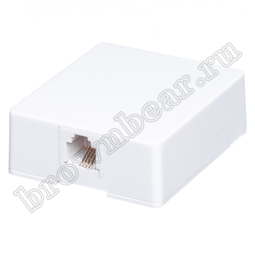 Розетка телефонная накладная одинарная RJ-11, белая 