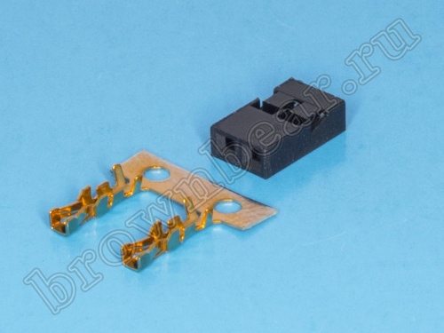 Разъем 1х2 гнездо на кабель, шаг 2мм, с контактами фото 2