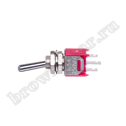 Тумблер мини однополюсный, 3 контакта (on-on), на панель, с гайкой, SPDT, B070B PST-31A фото 6