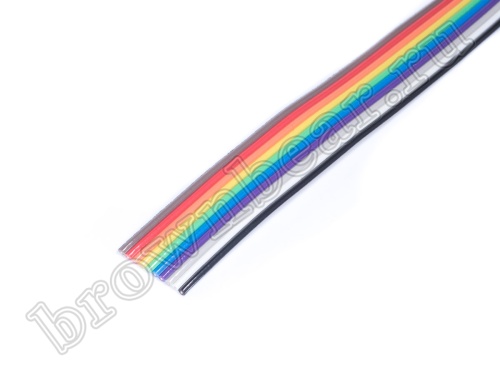 Кабель плоский, шлейф 10 проводников, шаг 1.27 мм, цветной