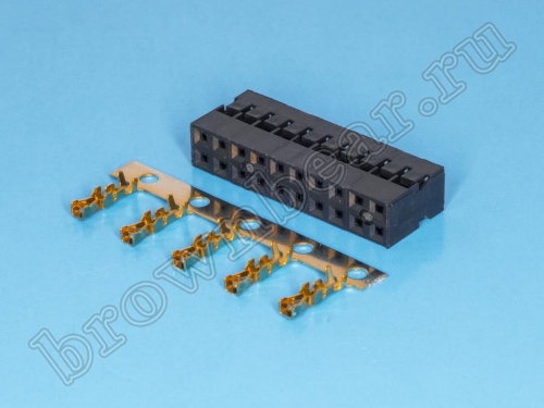 Разъем 2х10 гнездо на кабель, шаг 2мм, с контактами фото 2