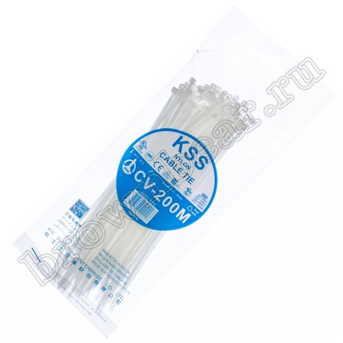 Стяжка (хомут) нейлоновая 200 х 2.5 мм, белая, упаковка 100 шт. CV-200M фото 5