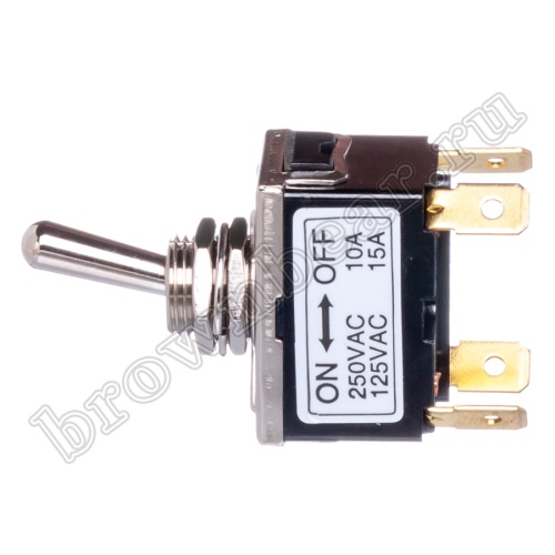 Тумблер двухполюсный, 4 контакта (on-off), на панель, с гайкой, DPDT, B067DP PST-115B фото 5