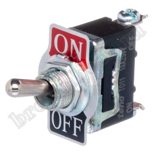 Тумблер однополюсный, 2 контакта (on-off), на панель, с гайкой, SPDT T011B