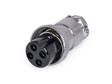Разъем GX16 (M16) гнездо на кабель 4 контакта, пайка AC-M16-4F