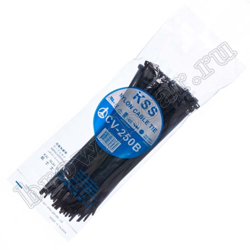 Стяжка (хомут) нейлоновая 250 x 4.8 мм, черная, упаковка 100 шт. CV-250-B фото 5