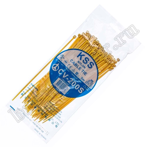 Стяжка (хомут) нейлоновая  200 х 3.2 мм, желтая, упаковка 100 шт. CV-200SY фото 4