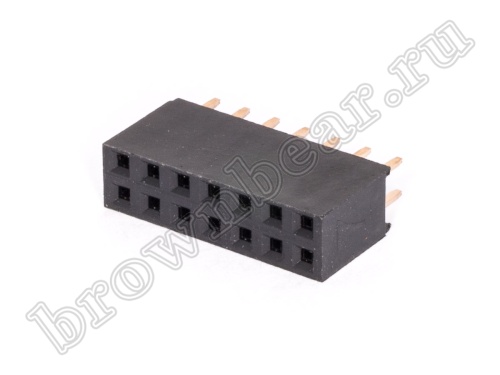 Разъем 2х7 гнездо на плату, шаг 2.54 мм