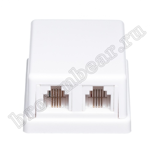 Розетка телефонная накладная двойная RJ-11, мини, белая  фото 3