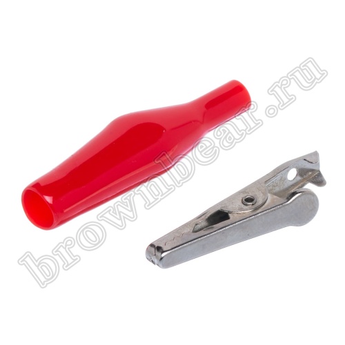 Зажим изолированный 43мм тип 'aligator', красный фото 4
