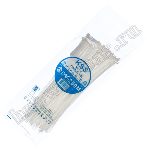 Стяжка (хомут) нейлоновая 250 x 3.6 мм, белая, упаковка 100 шт. CV-250M фото 5