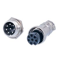 Разъем GX16 (M16) 8 контактов, розетка на кабель + вилка на блок, комплект AC-M16-8
