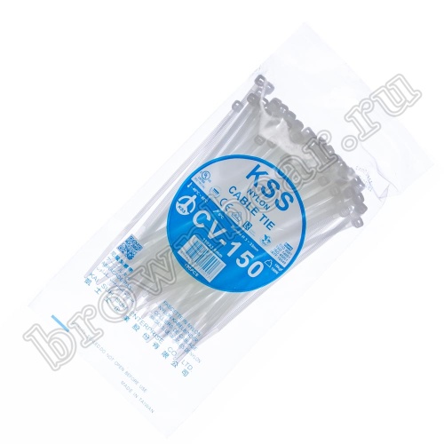 Стяжка (хомут) нейлоновая 150 х 3.6 мм, белая, упаковка 100 шт. CV-150 фото 4