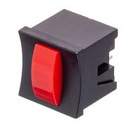 Кнопка мини без фиксации с щелчком, красная в черном корпусе PSM2-2-R-B  