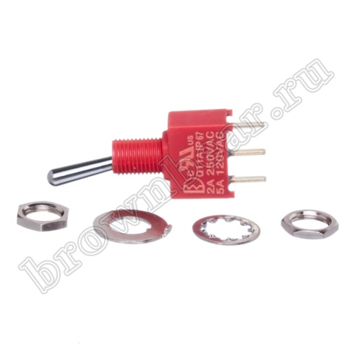 Тумблер мини однополюсный влагозащищенный, 3 контакта (on-on), на плату, с гайкой, SPDT, IP67, B068BT PST-121A фото 6