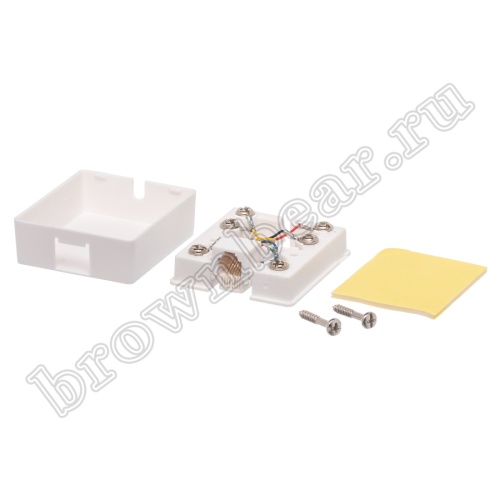 Розетка телефонная накладная одинарная RJ-12, серая  фото 4