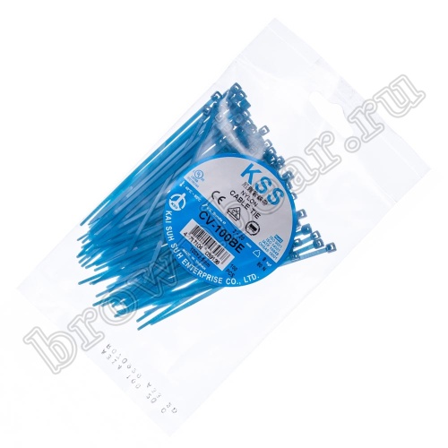 Стяжка (хомут) нейлоновая 100 x 2.5 мм, синяя, упаковка 100 шт. CV-100-L фото 4