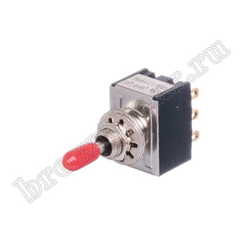 Тумблер трехполюсный, 9 контактов (on-off-on), на панель, с гайкой, 3PDT, B068J PST-83C