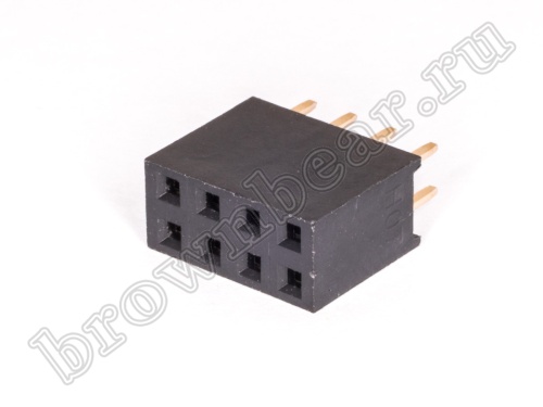 Разъем 2х4 гнездо на плату, шаг 2.54 мм