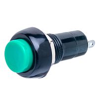 Кнопка с фиксацией, круглая на блок, НР, 220В, зеленая PSW-6FM-G