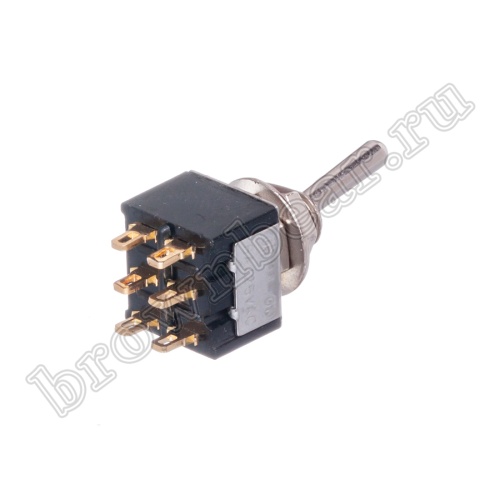 Тумблер двухполюсный, 6 контактов (on-on), на панель, с гайкой, DPDT, B069E PST-22A фото 2