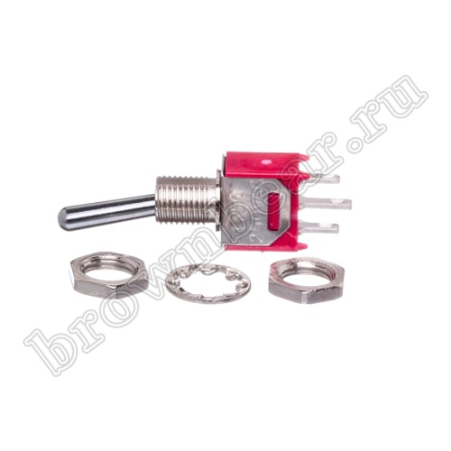 Тумблер мини однополюсный, 3 контакта (on-on), на панель, с гайкой, SPDT, B070B PST-31A фото 5