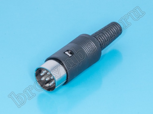 Вилка DIN 8 контактов на кабель, 45 градусов DN-8M1