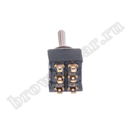 Тумблер двухполюсный, 6 контактов (on-on), на панель, с гайкой, DPDT, B069E PST-22A фото 3