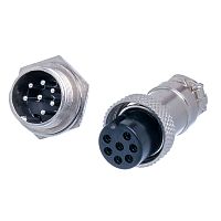 Разъем GX16 (M16) 7 контактов, розетка на кабель + вилка на блок, комплект AC-M16-7