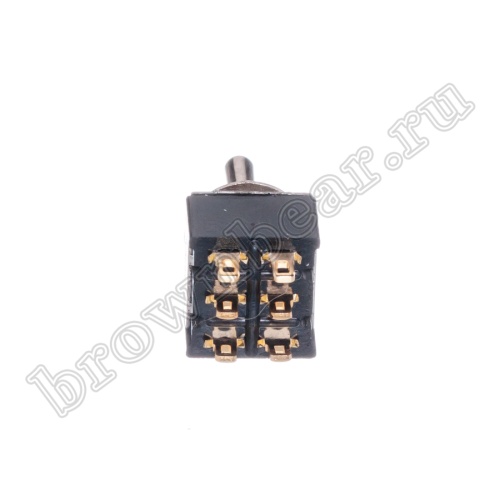Тумблер двухполюсный, 6 контактов (on-off-on), на панель, с гайкой, DPDT, B069F PST-22C фото 3
