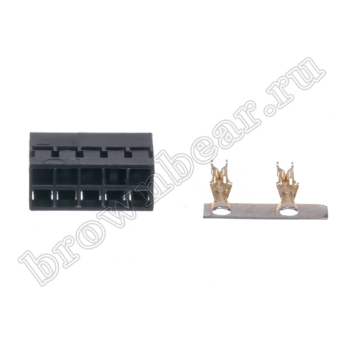 Разъем 2х5 гнездо на кабель, шаг 2мм, с контактами фото 4