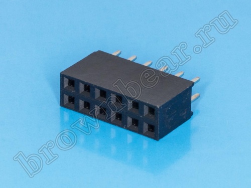 Разъем 2х6 гнездо на плату, шаг 2.54 мм фото 2